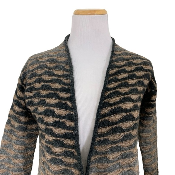 Jones New York Wool Mohair Blend wavy Stripe Ombré Cardigan Sweater Size Small - Picture 7 of 15